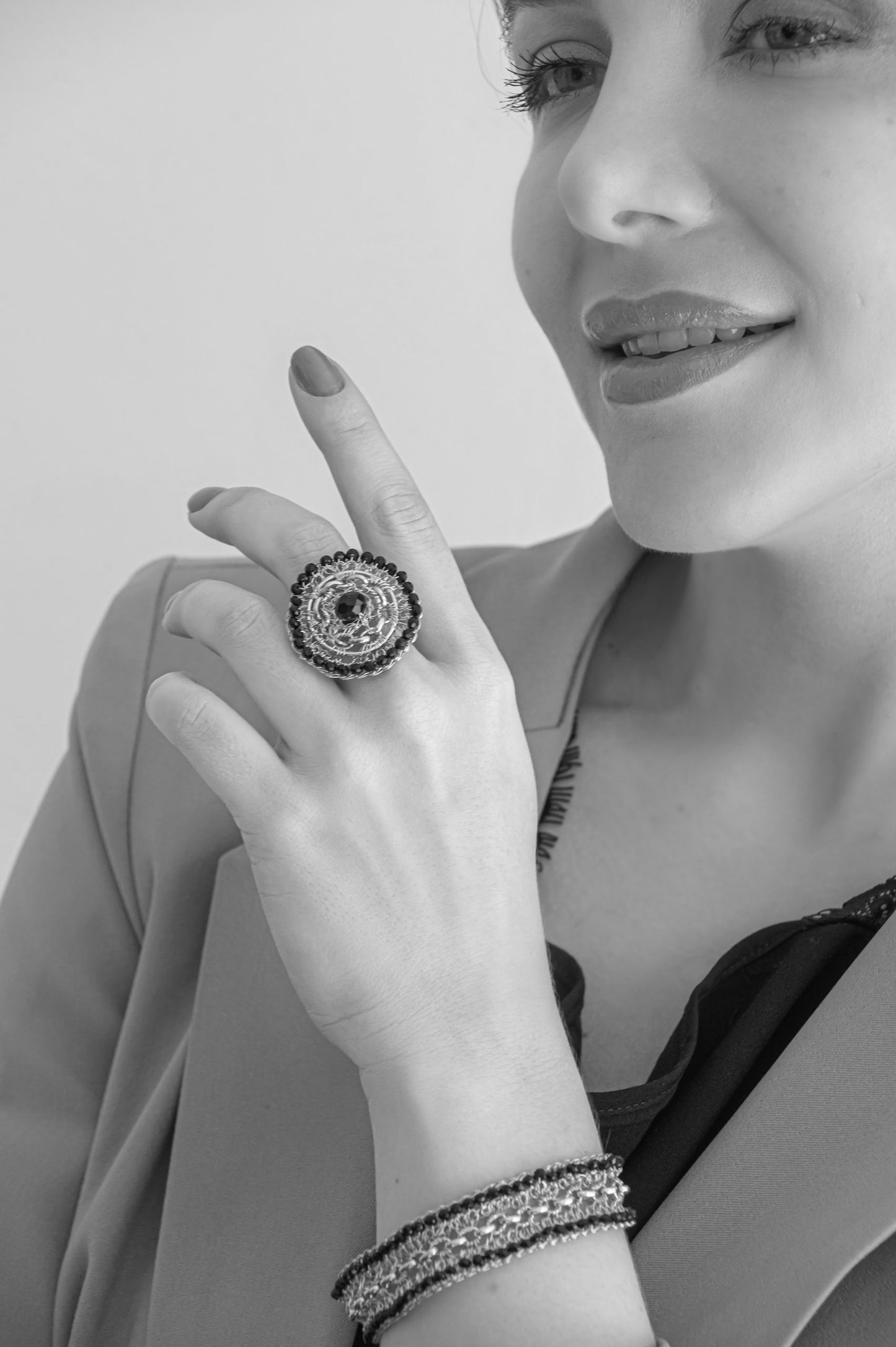 Pearl & Gold Flux Handmade Crochet Bracelet