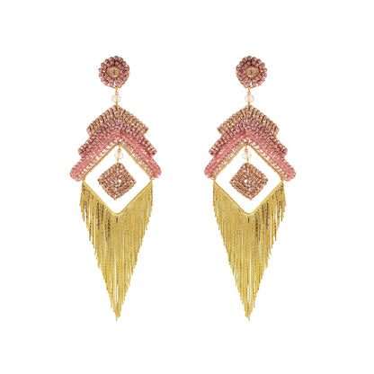 Rose Quartz Mix Fergie Chandelier Handmade Earrings