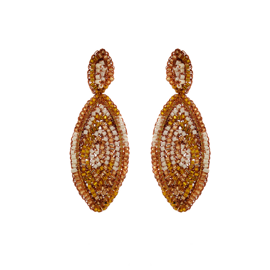 Orange Diamond Mandala Handmade Crochet Earrings