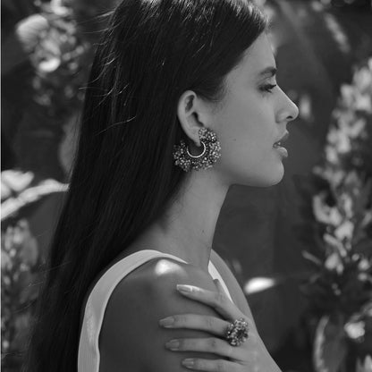 Rose Quartz Mix Marigold Hoop Handmade Crochet Earrings