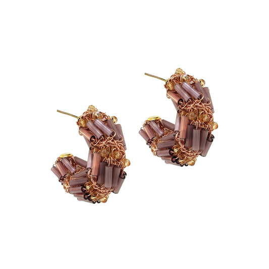Breeze Lavender Mix Helix Mini Hoop Handmade Crochet Earrings