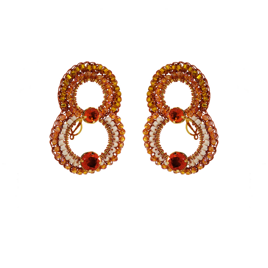 Coral Handmade Crochet Crystal Earrings