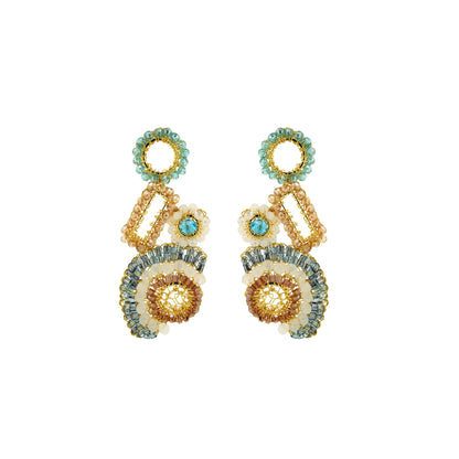 Seafoam Blue Mix Althea Dangle Handmade Crochet Earrings