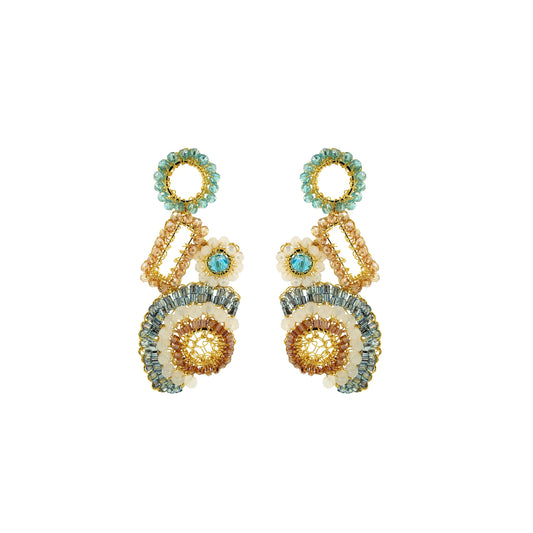 Seafoam Blue Mix Althea Dangle Handmade Crochet Earrings