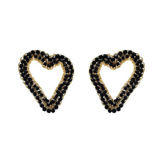 Black & Gold Amour Open Posts Handmade Crochet Earrings