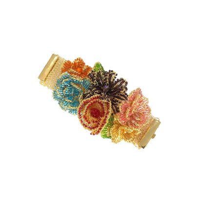 Multi & Gold Blossom Maxi Handmade Crochet Bracelet