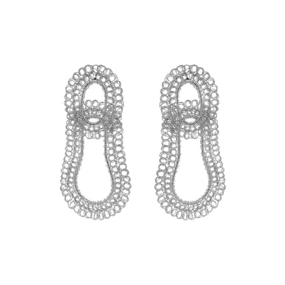 All Silver Artemis Duo Handmade Crochet Earrings