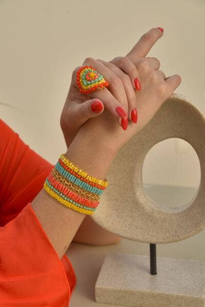 Clear & Silver Mix Ripples Handmade Crochet Ring