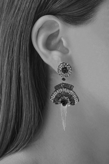 Blue & Brown Mix Fergie Mini Chandelier Handmade Earrings