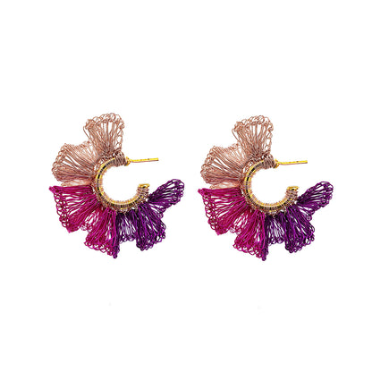 Neon Pink Mix Rio Hoops Handmade Crochet Earrings