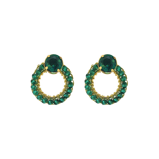 Emerald Green Lena Mini Post Handmade Crochet Earrings