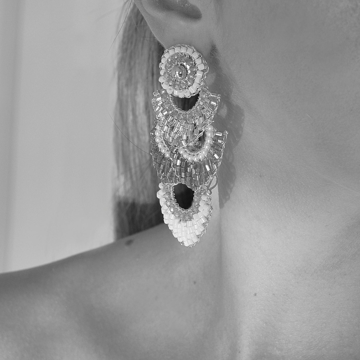Coral Red Mix Siren Chandelier Handmade Earrings