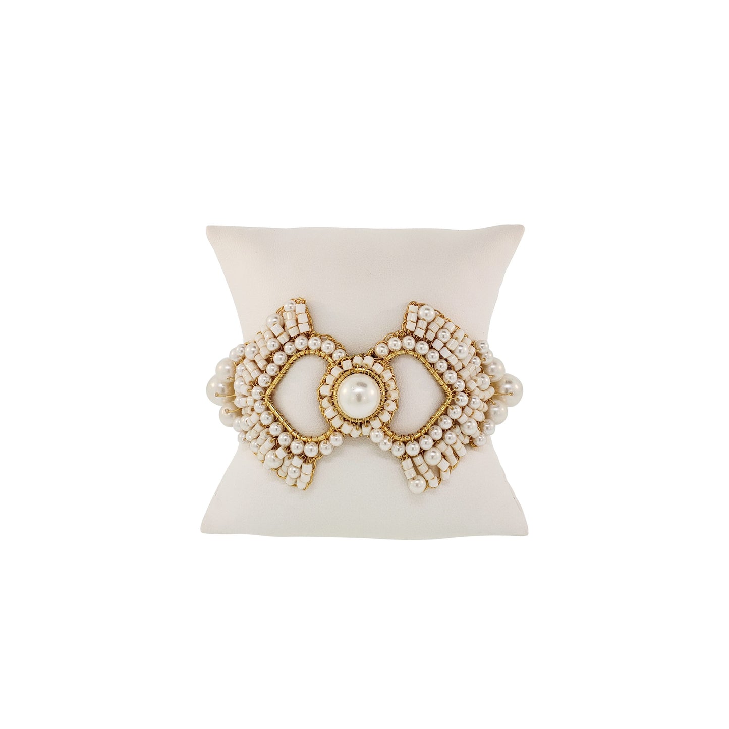 Pearl & Gold Queen's Heart Handmade Crochet Bracelet