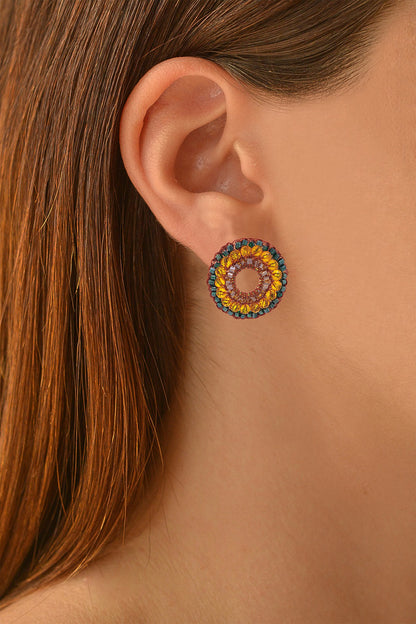 Mystic Amber Mix Gush Post Handmade Crochet Earrings