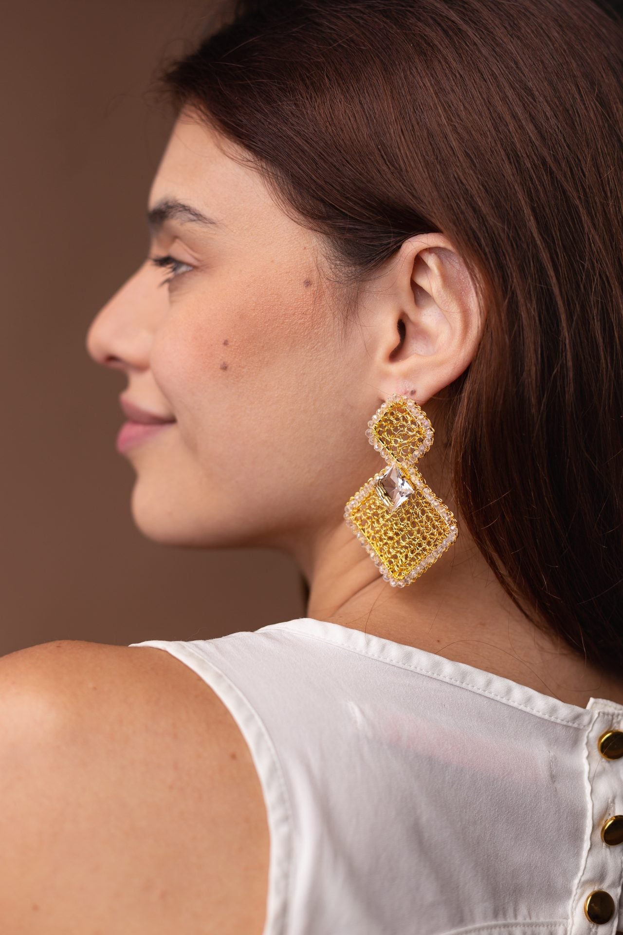 Crystal Squared Prisma Handmade Crochet Earrings