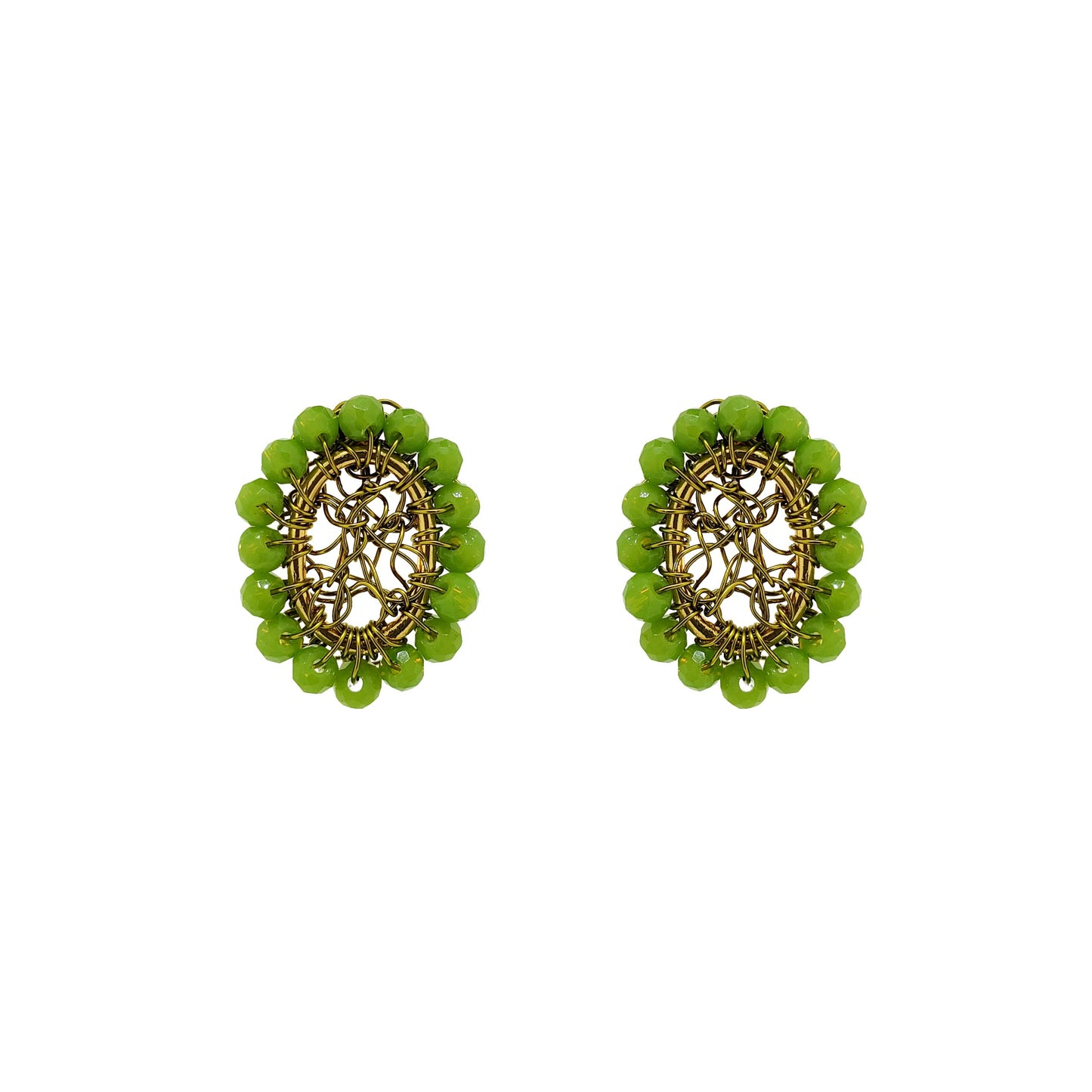 Neon Green Minerva Mini Posts Handmade Crochet Earrings