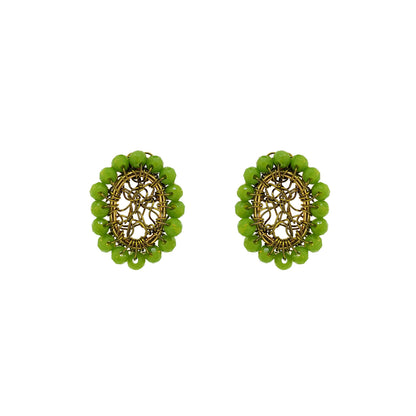 Neon Green Minerva Mini Posts Handmade Crochet Earrings