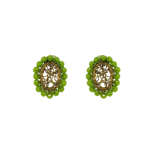 Neon Green Minerva Mini Posts Handmade Crochet Earrings