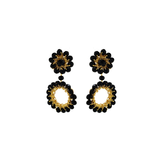 Black & Gold Leah Mini Handmade Crochet Earrings