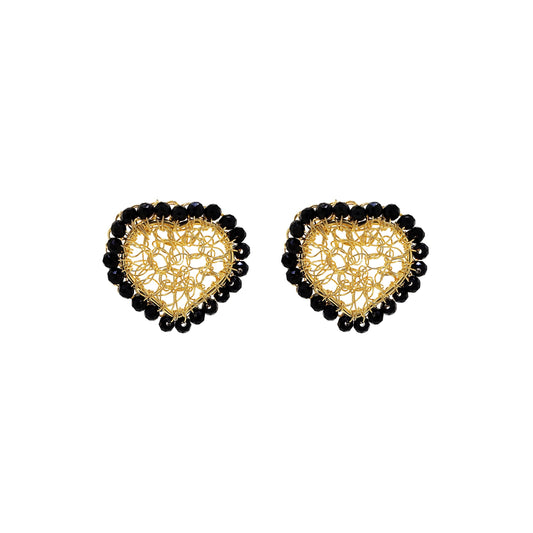 Black & Gold Amour Mini Posts Handmade Crochet Earrings