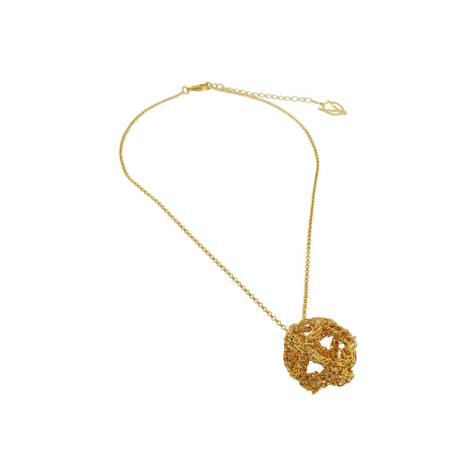 All Gold Cube Pendant Necklace