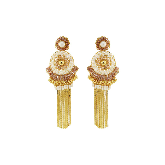 Golden Mix Ripples Fringe Handmade Crochet Earrings
