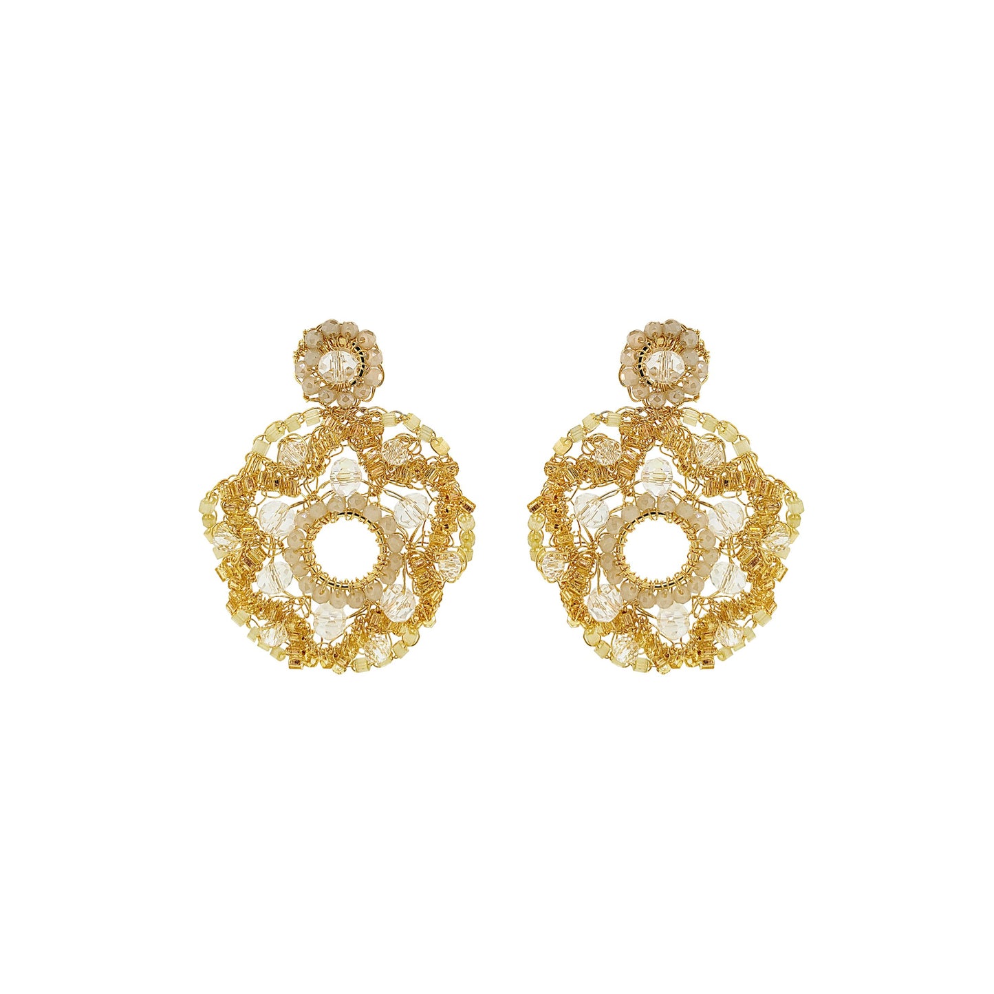 Camel Nude Mix Blitz Handmade Crochet Earrings