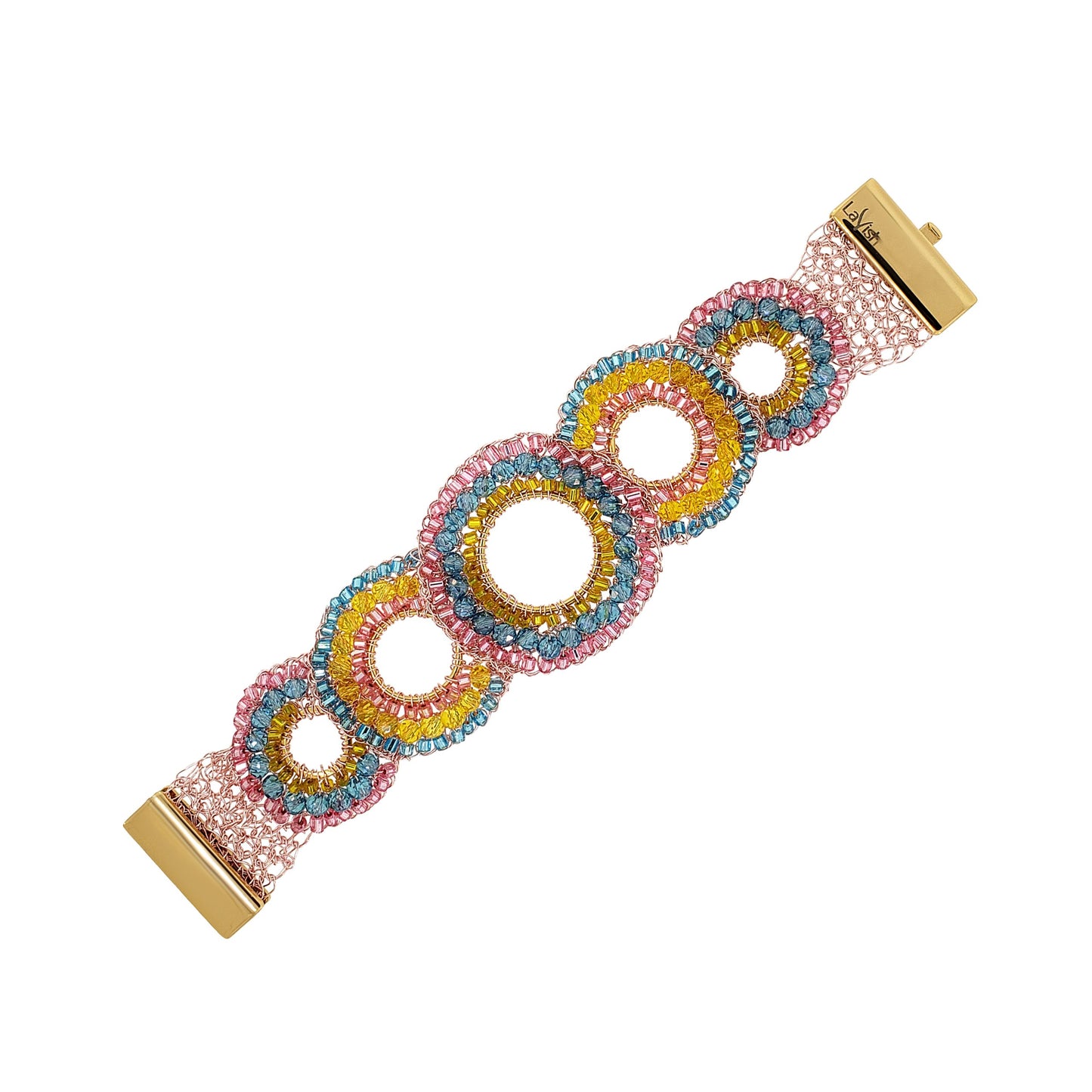 Candy Color Mix & Gold Gush Handmade Crochet Bracelet