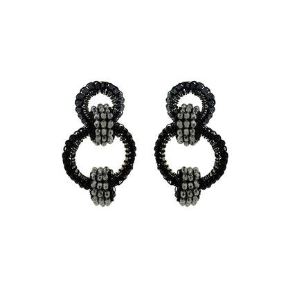 Royal Black Mix High Roller Duo Handmade Crochet Earrings