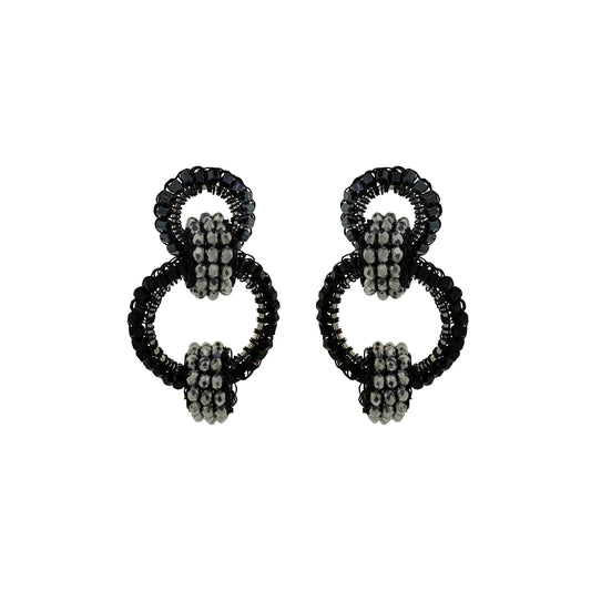 Royal Black Mix High Roller Duo Handmade Crochet Earrings