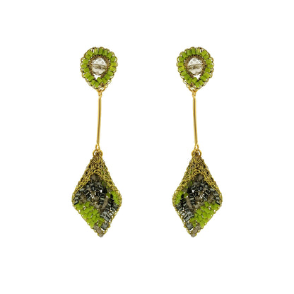 Neon Green Mix Tulip Handmade Crochet Earrings