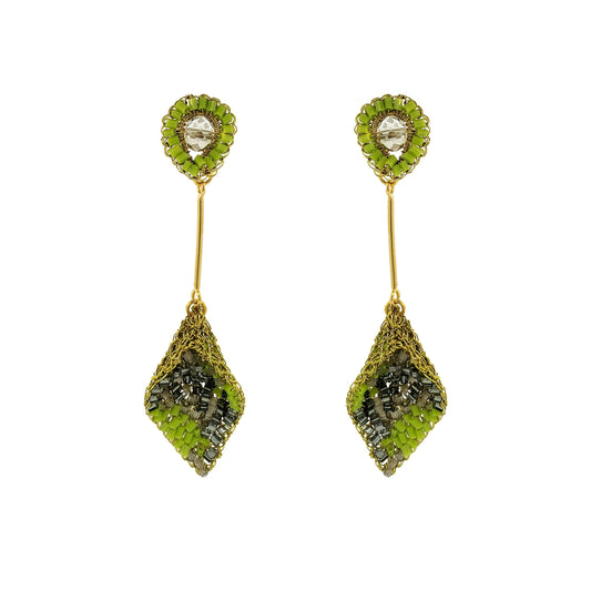 Neon Green Mix Tulip Handmade Crochet Earrings