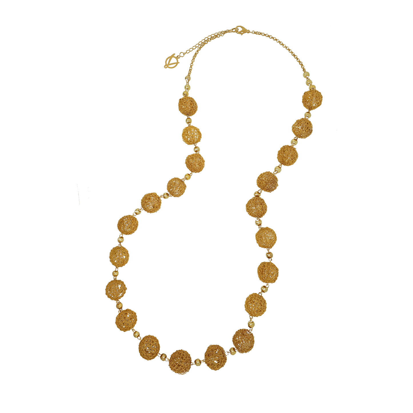 All Gold Spheres Handmade Crochet Necklace