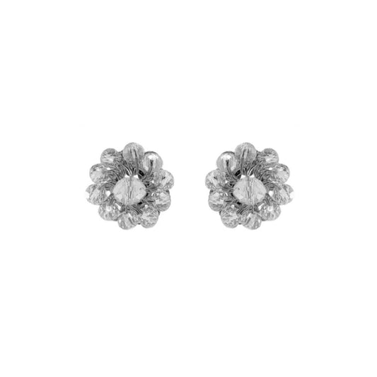 Clear & Silver Chloe Post Handmade Crochet Earrings