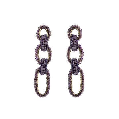 Purple Interlocked Handmade Crochet Earrings