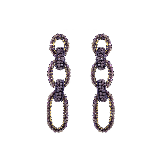 Purple Interlocked Handmade Crochet Earrings