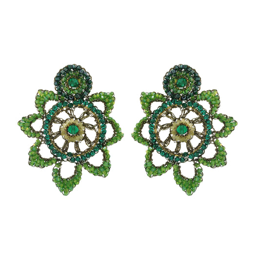 Forest Green Mix Starry Handmade Crochet Earrings