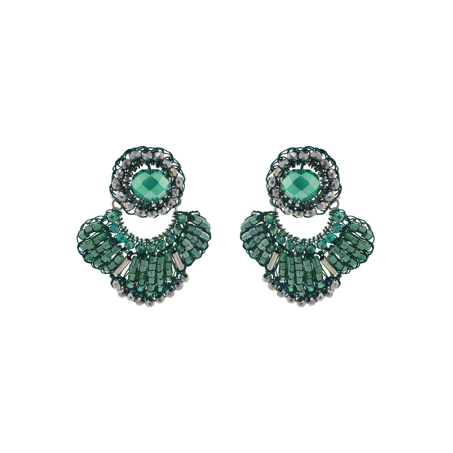 Moss Green Mix Queen Handmade Crochet Earrings