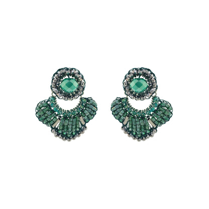 Moss Green Mix Queen Handmade Crochet Earrings