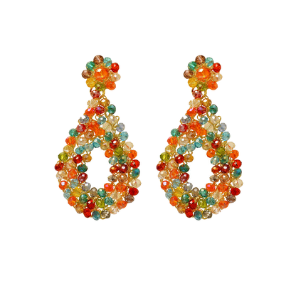 Multicolor & Gold Diana Handmade Crochet Earrings