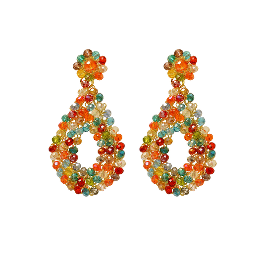 Multicolor & Gold Diana Handmade Crochet Earrings