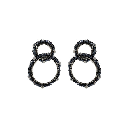 Royal Black Mix High Roller Handmade Crochet Earrings