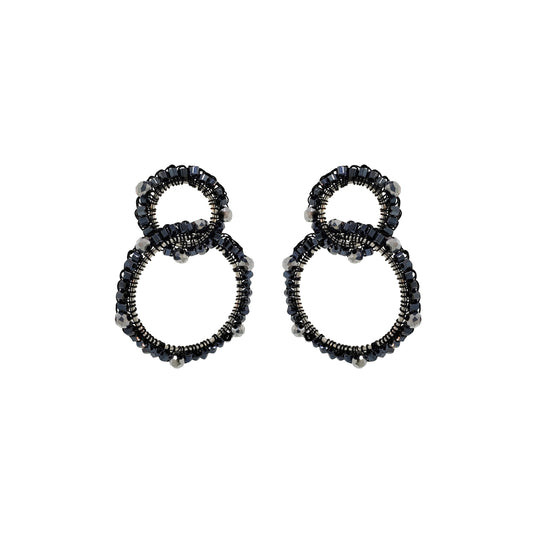 Royal Black Mix High Roller Handmade Crochet Earrings