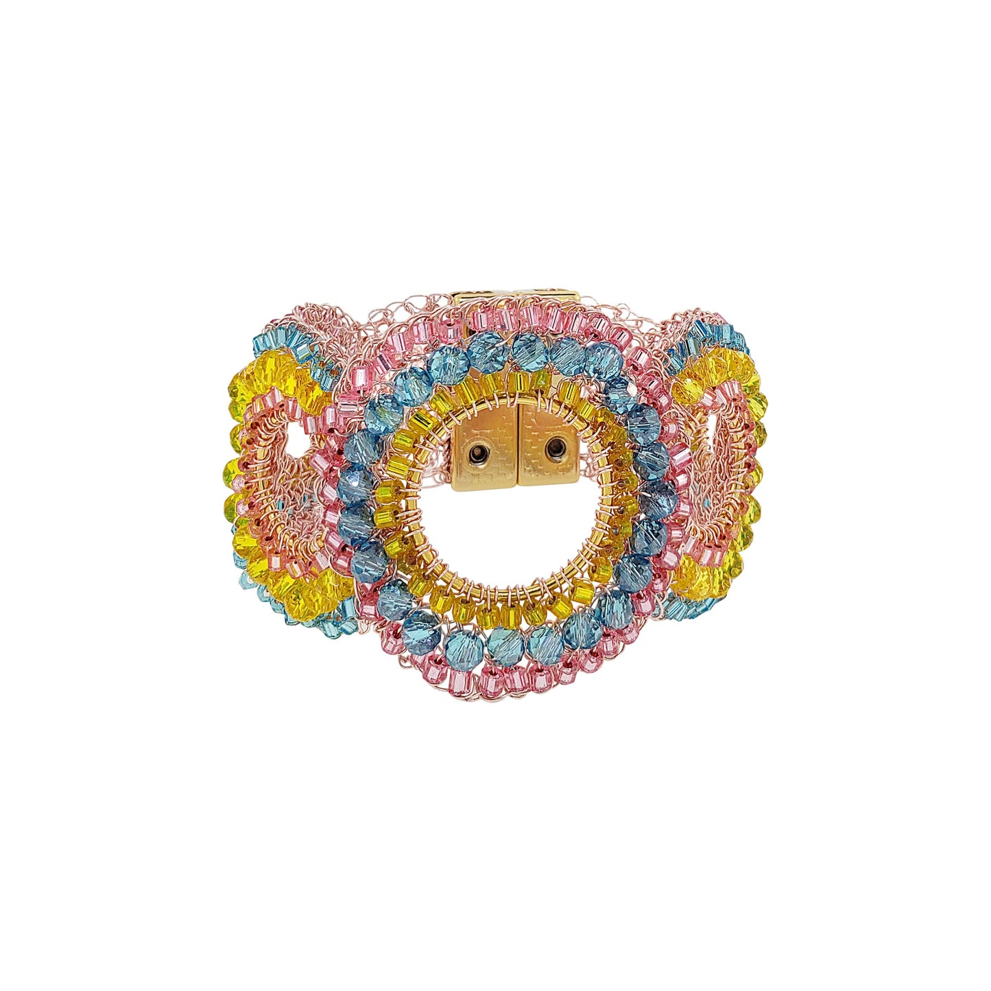 Candy Color Mix & Gold Gush Handmade Crochet Bracelet