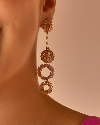 Mauve & Gold Salvia Handmade Earrings
