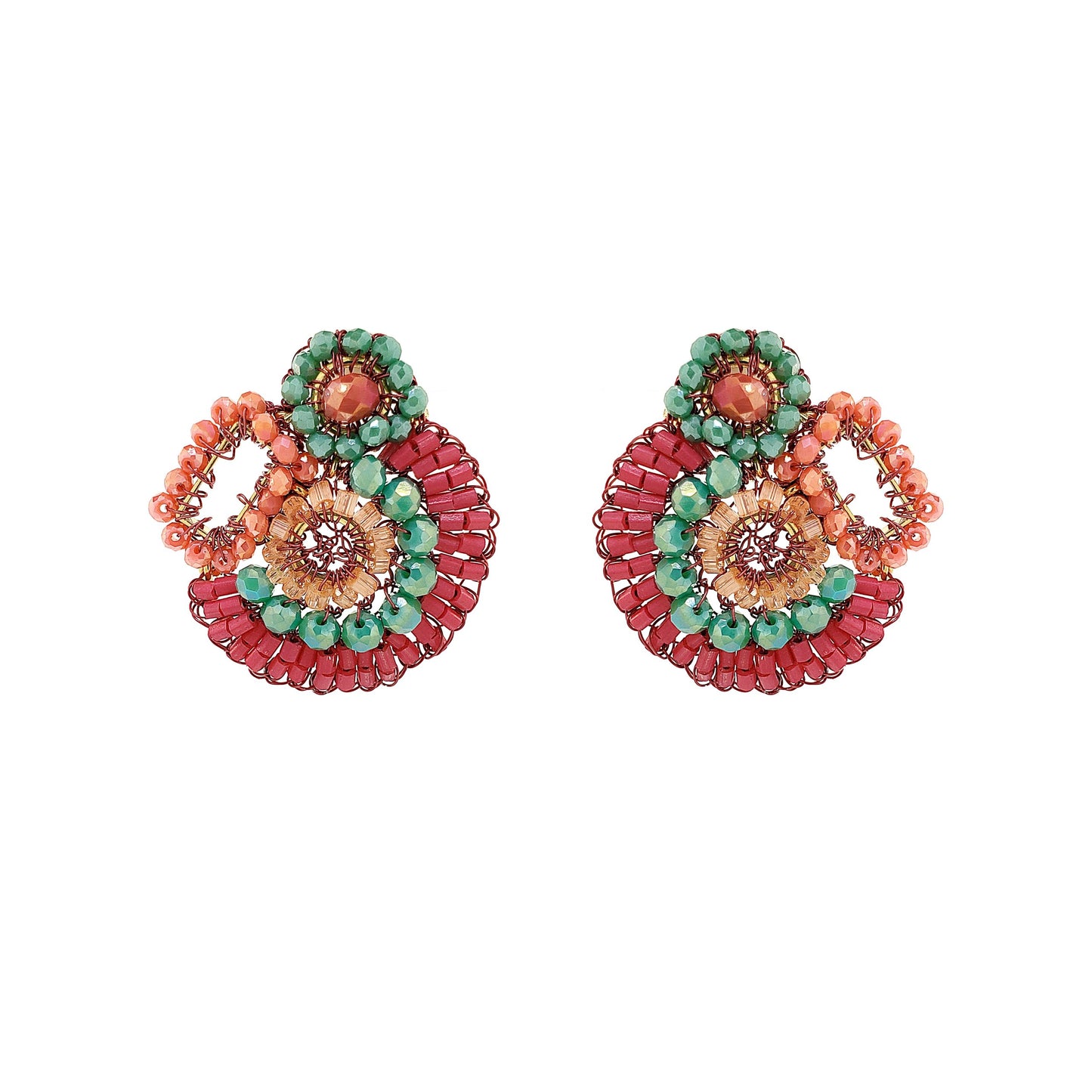 Sunset Coral Mix Althea Post Handmade Crochet Earrings