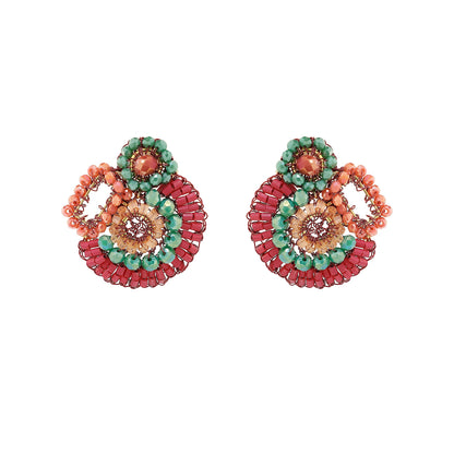 Sunset Coral Mix Althea Post Handmade Crochet Earrings