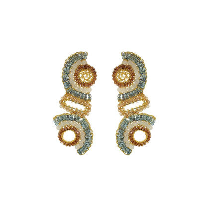 Seafoam Blue Mix Althea Cascade Handmade Crochet Earrings