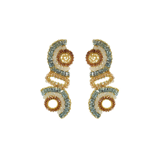 Seafoam Blue Mix Althea Cascade Handmade Crochet Earrings