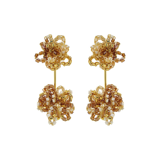 Golden Mix Agatha Handmade Crochet Earrings